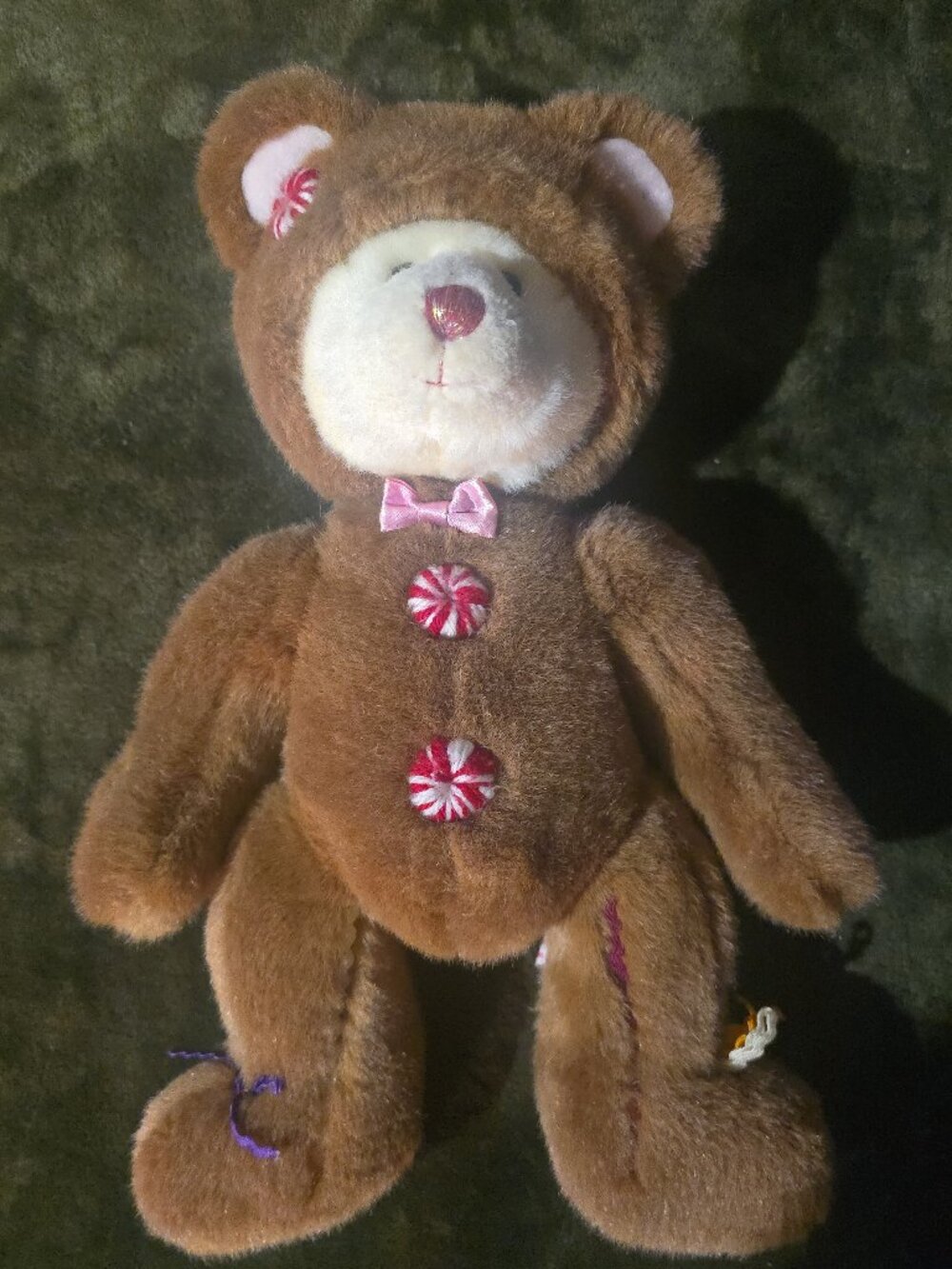 Russ Berrie Cookie Gingerbread Teddy Bear Plush 14" Peppermint Christmas